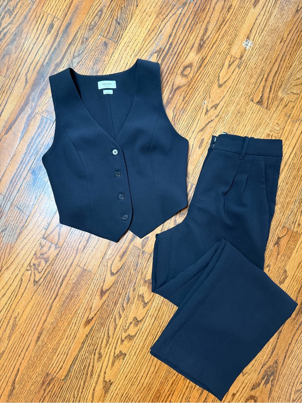 Aritzia Black Tailored Vest and High-Rise Pants